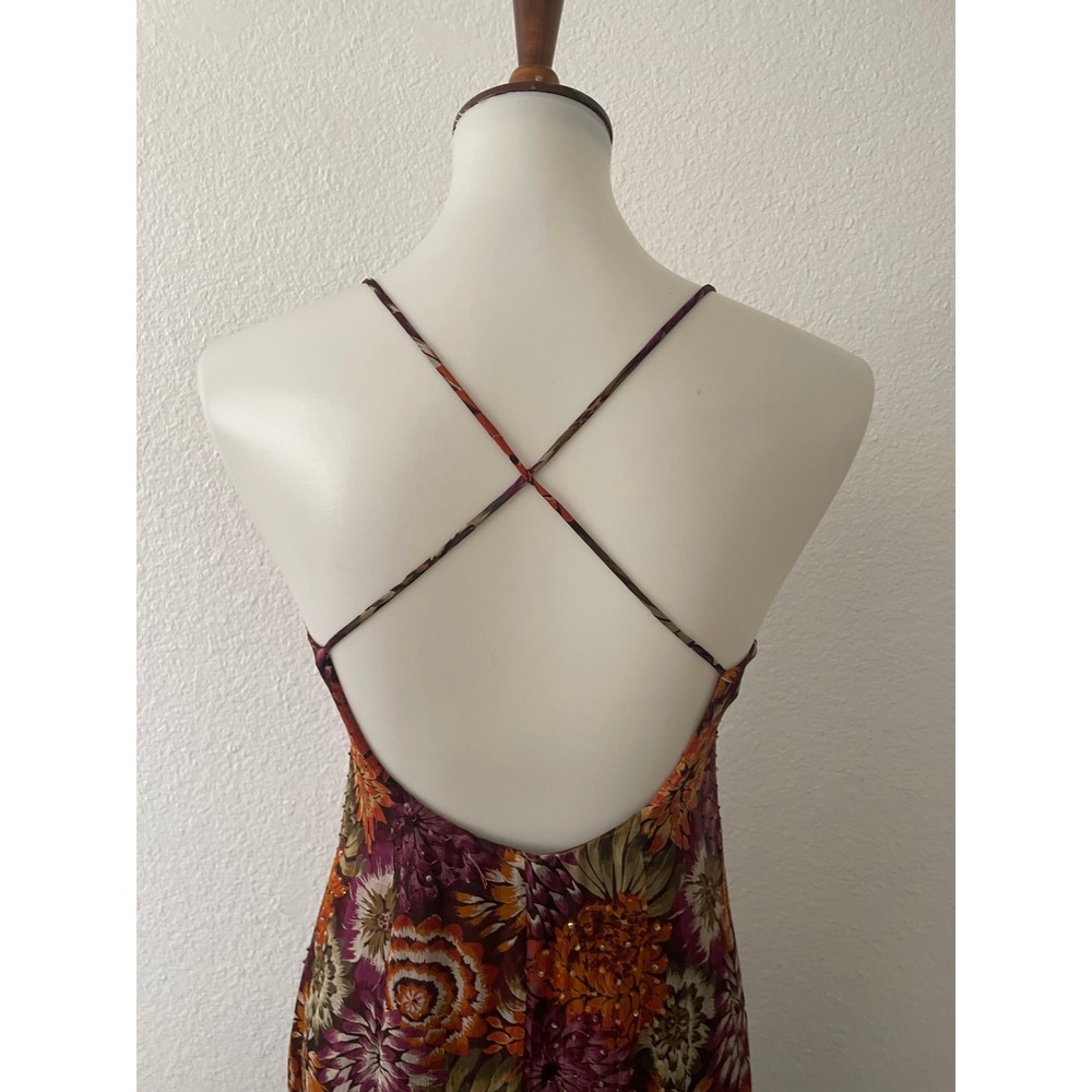 Laundry by Shelli Segal Silk Floral Slip Dress Women 4 Beaded Vintage Fairycore - Picture 7 of 10